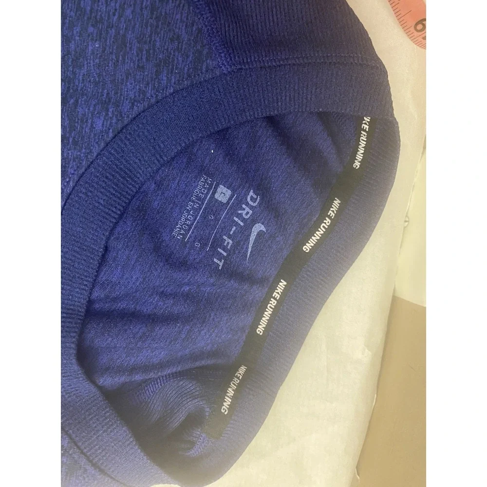 SIZE  L- NIKE MEN'S DRI-FIT BLUE HEATHER HIDROGUARD LONG SLEEVE TEE/SWOOSH LOGO